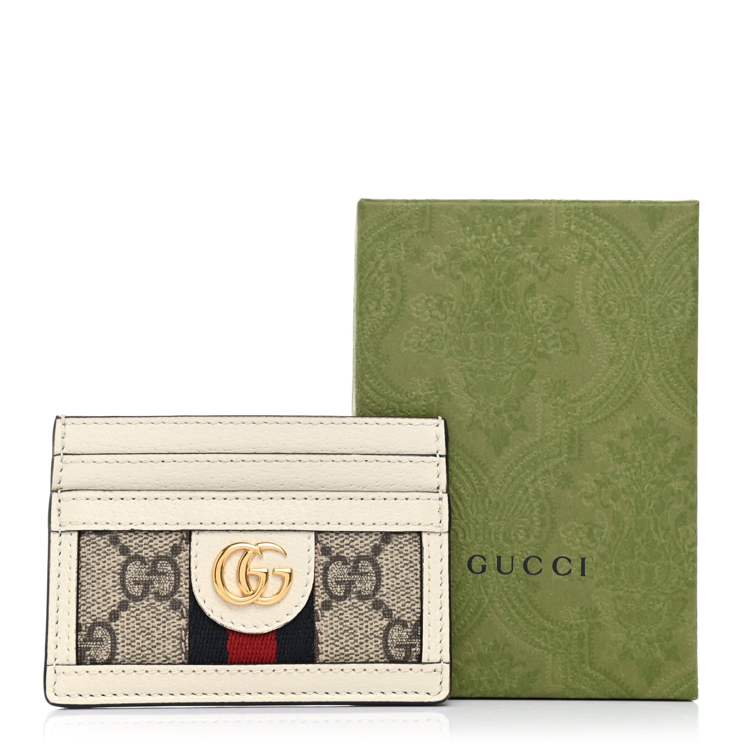 Gucci GG Supreme Monogram Textured Calfskin Web Ophidia Card Holder Beige Ebony Mystic White 8 of 8