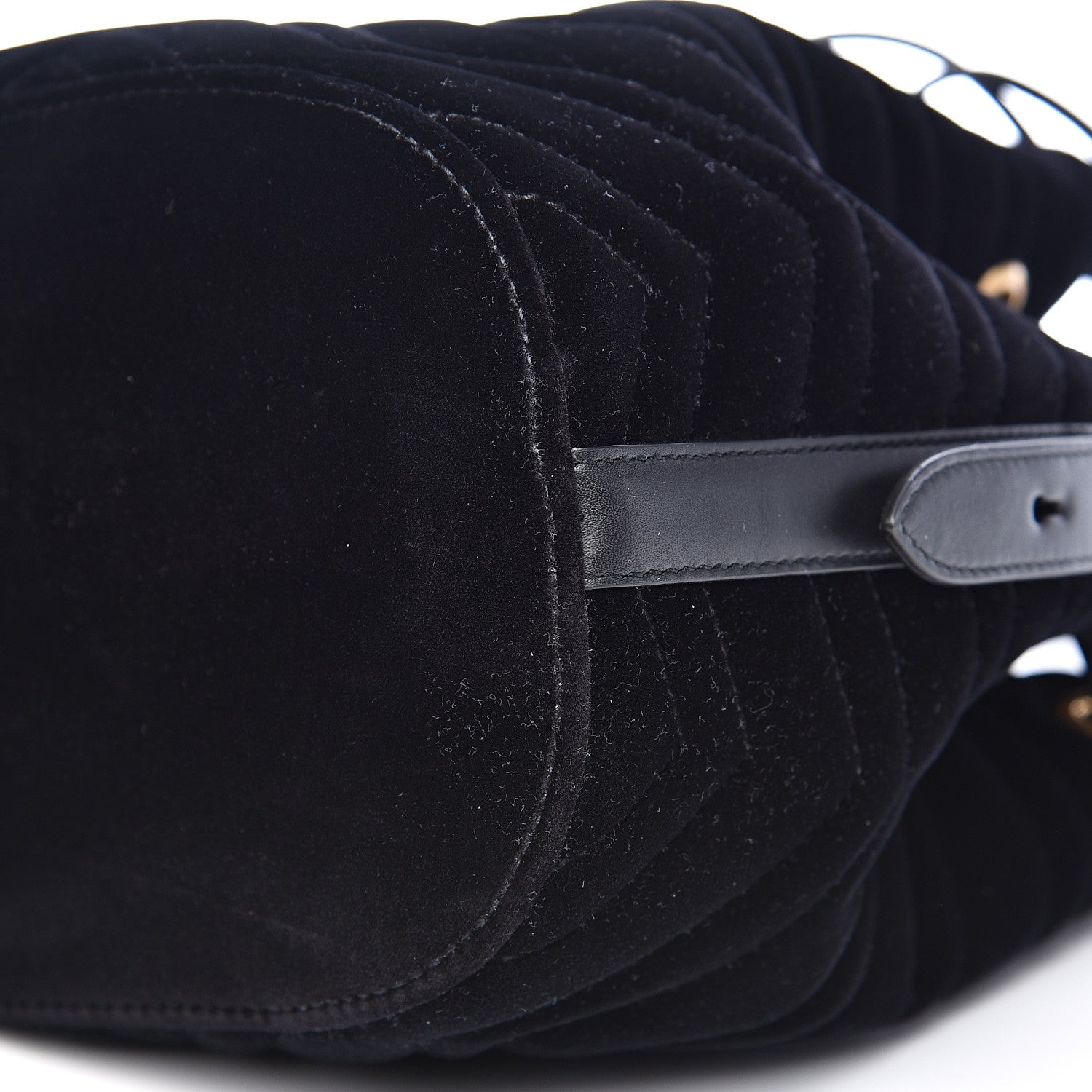 Gucci Velvet Matelasse GG Marmont Bucket Bag Black 9 of 10