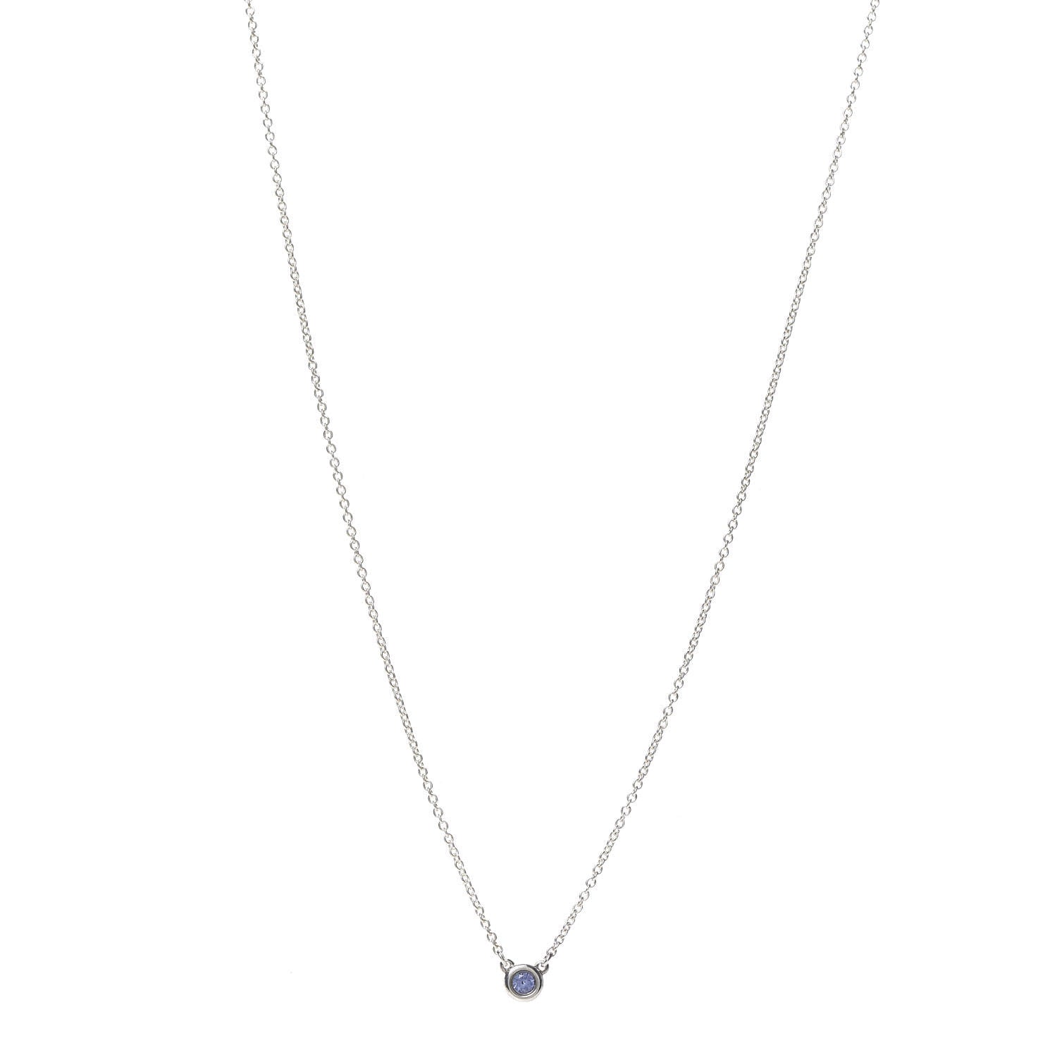 Tiffany Sterling Silver Tanzanite .07ct Elsa Peretti Color By The Yard Necklace 1 of 6