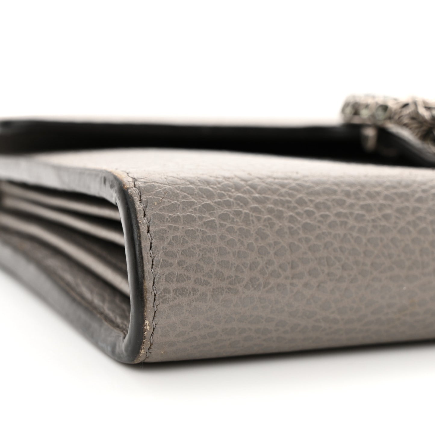Dollar Calfskin Crystal Mini Dionysus Chain Wallet Dusty Grey Black Diamond
