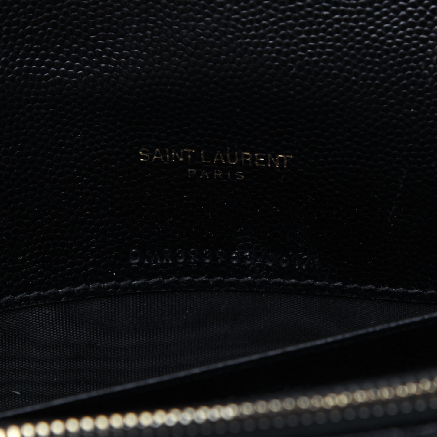 Grain De Poudre Matelasse Chevron Monogram Envelope Chain Wallet Black