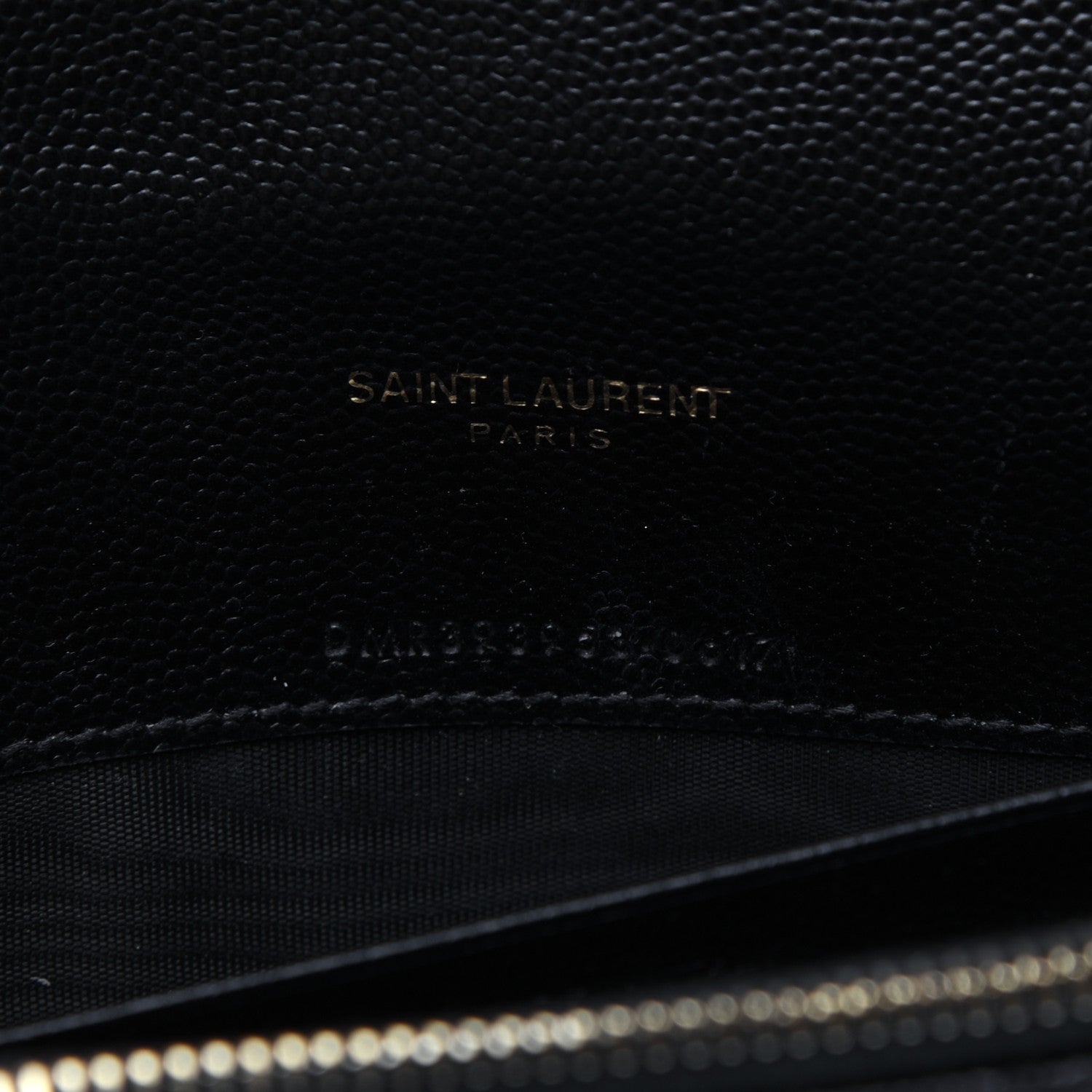 Saint Laurent Grain De Poudre Matelasse Chevron Monogram Envelope Chain Wallet Black 8 of 17
