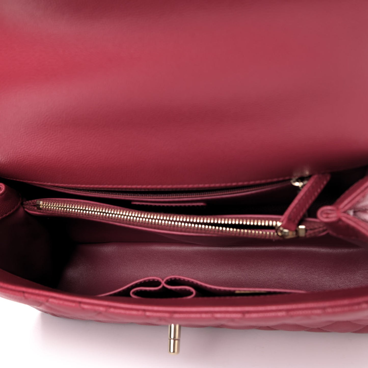 Caviar Quilted Small Coco Handle Flap Dark Pink