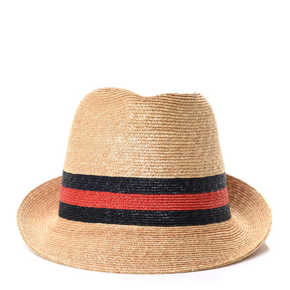 Gucci Abaca Straw Web Fedora Hat L 2 of 6