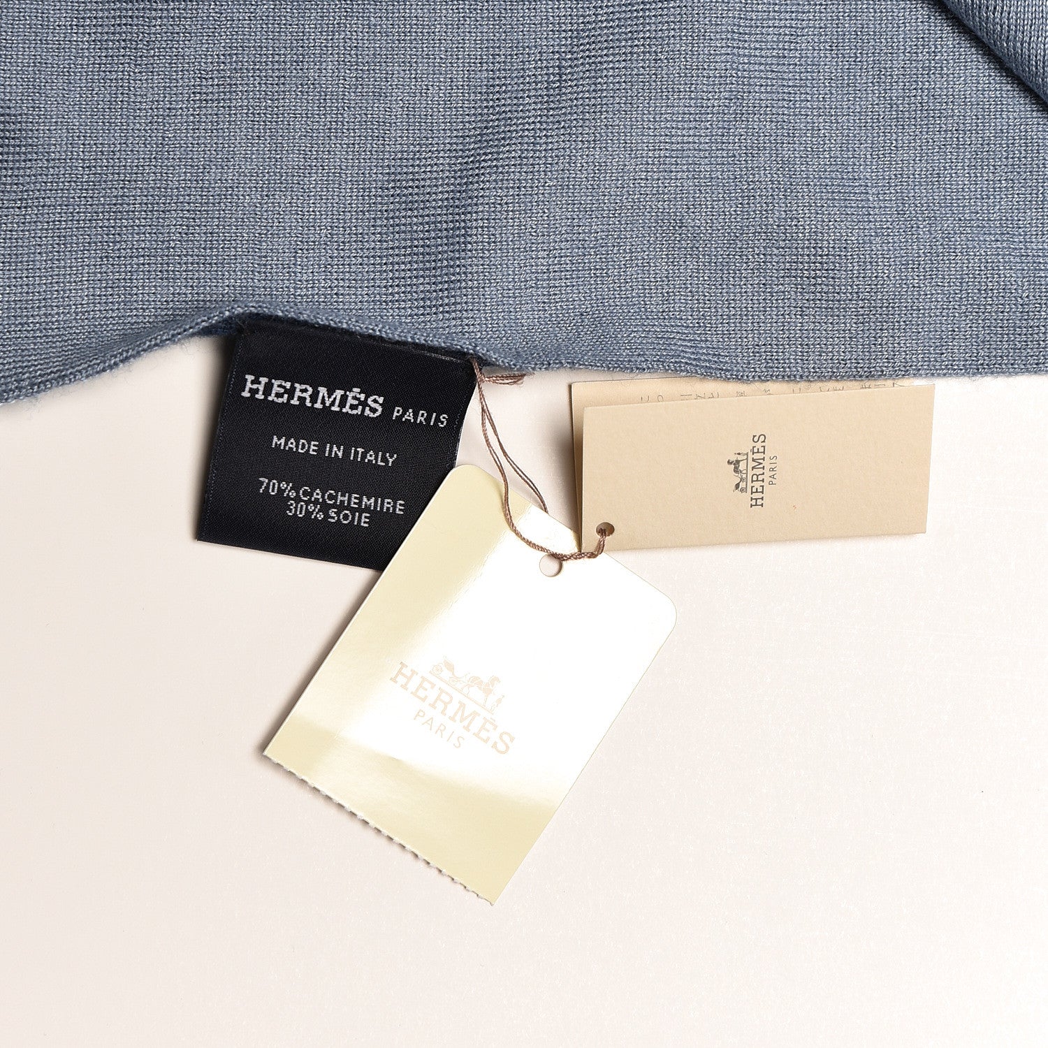 Hermes Cashmere Silk Aller Retour Scarf Bleu Gris Ocean 4 of 4