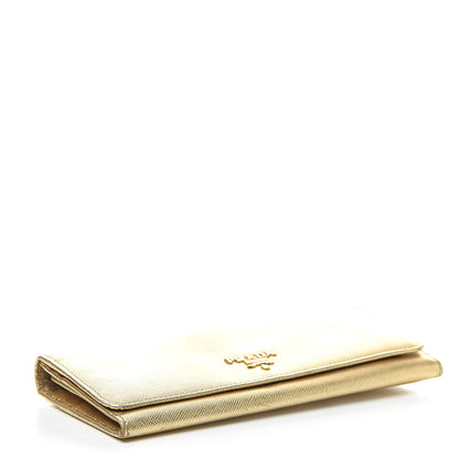 Prada Metallic Saffiano Metal Continental Flap Wallet Platino 4 of 13