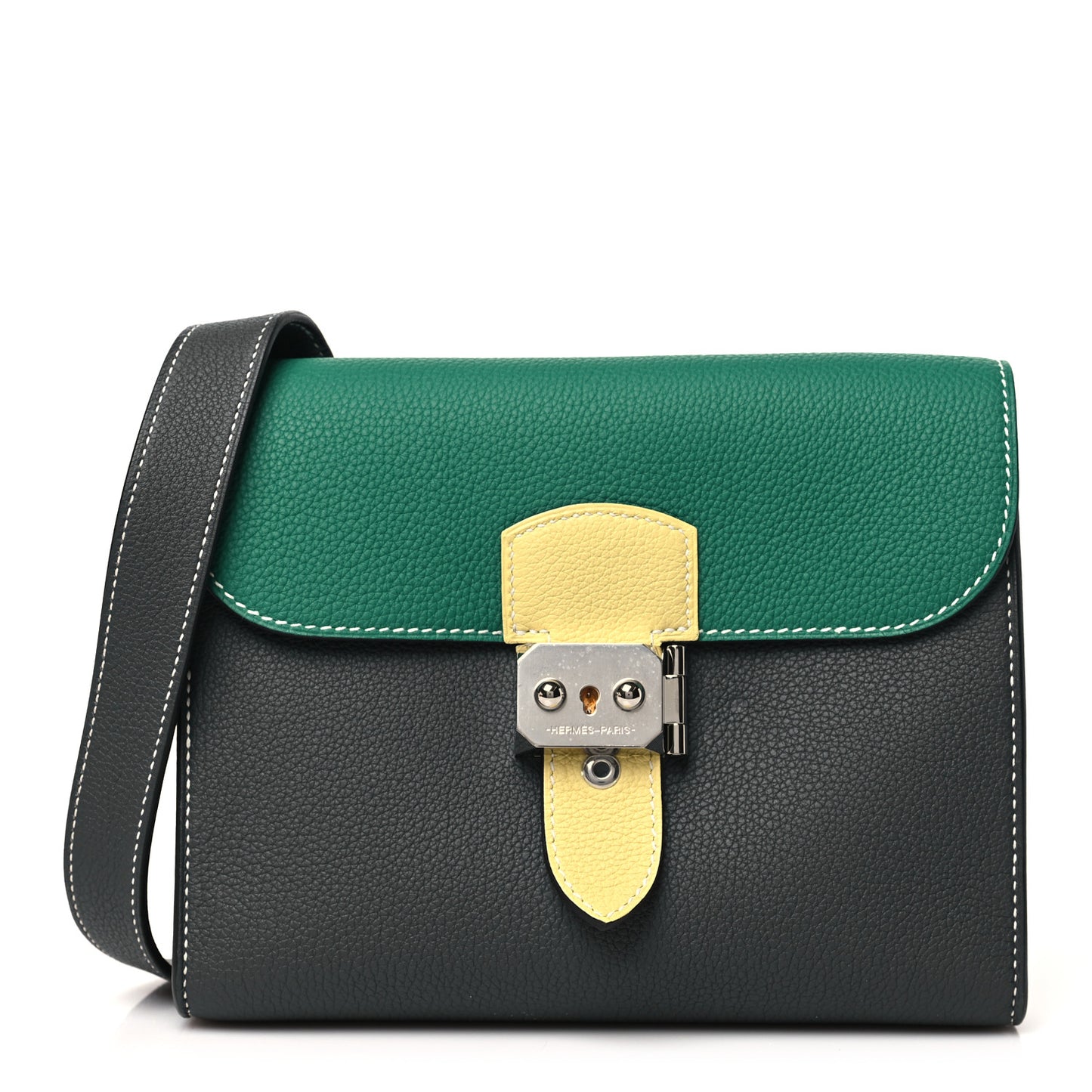 Togo Sac A Depeches 21 Messenger Bag Gris Misty Vert Vertigo Jaune Poussin