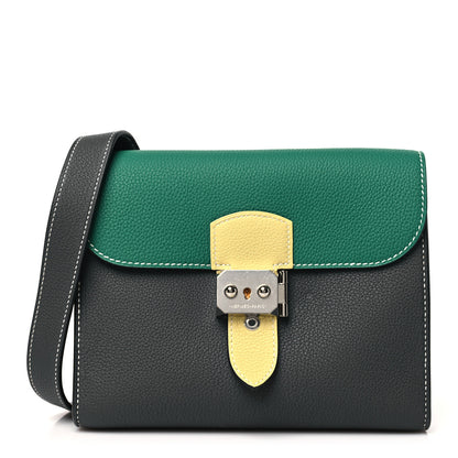 Hermes Togo Sac A Depeches 21 Messenger Bag Gris Misty Vert Vertigo Jaune Poussin 1 of 9