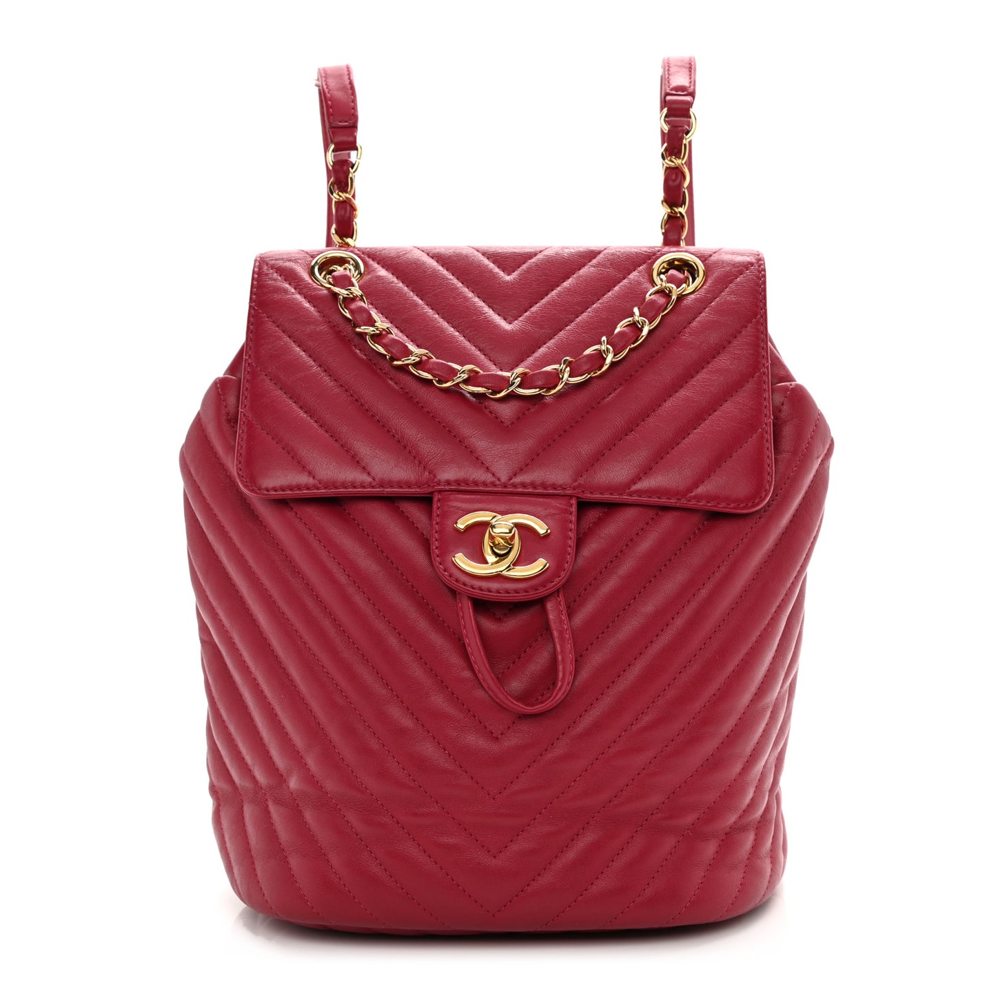 Calfskin Chevron Quilted Small Urban Spirit Backpack Dark Pink