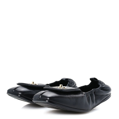 Chanel Lambskin CC Turnlock Ballerina Flats 39.5 Black 4 of 11