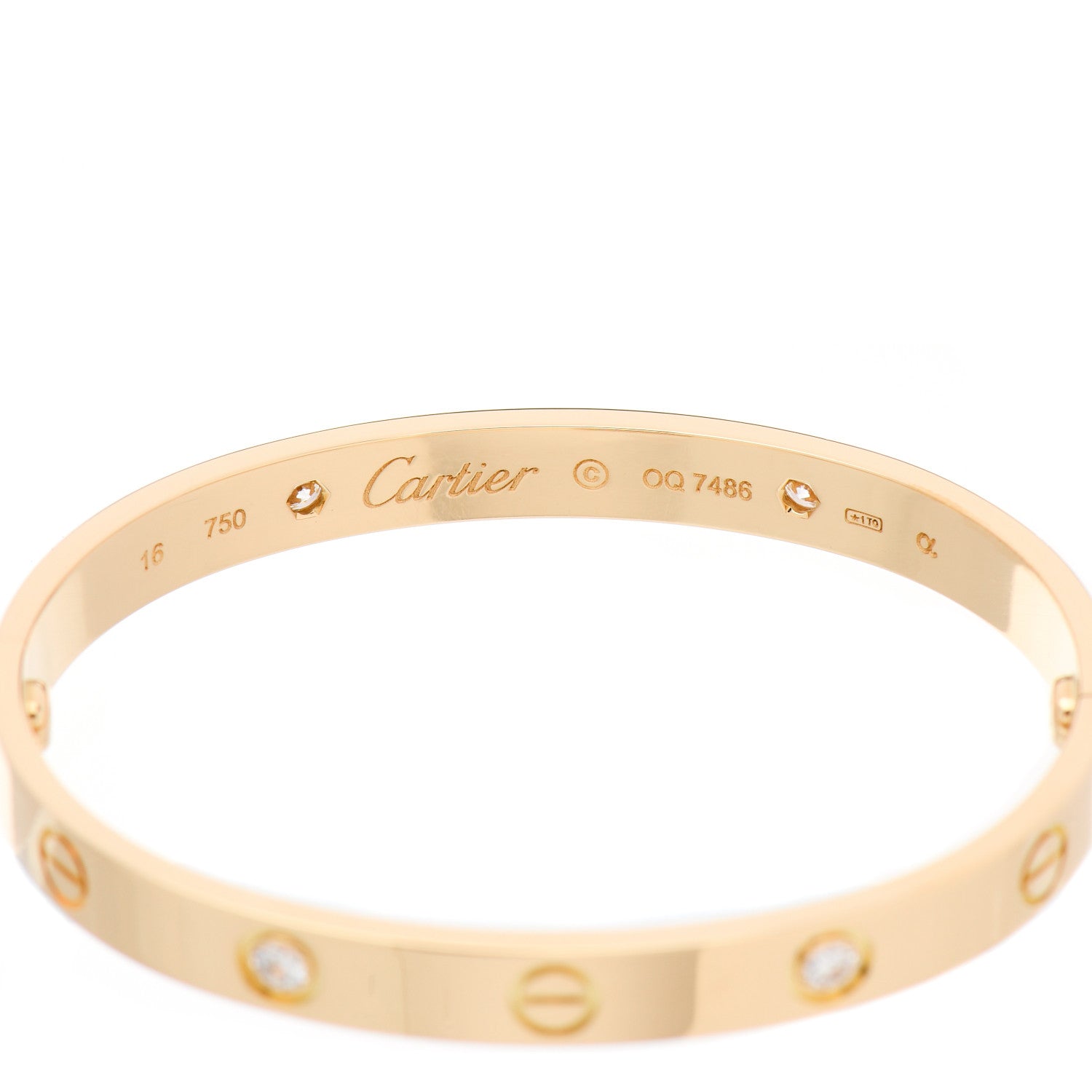 Cartier 18K Yellow Gold 4 Diamond LOVE Bracelet 16 4 of 6