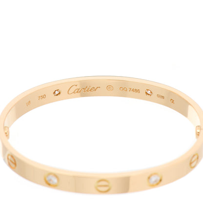 Cartier 18K Yellow Gold 4 Diamond LOVE Bracelet 16 4 of 6