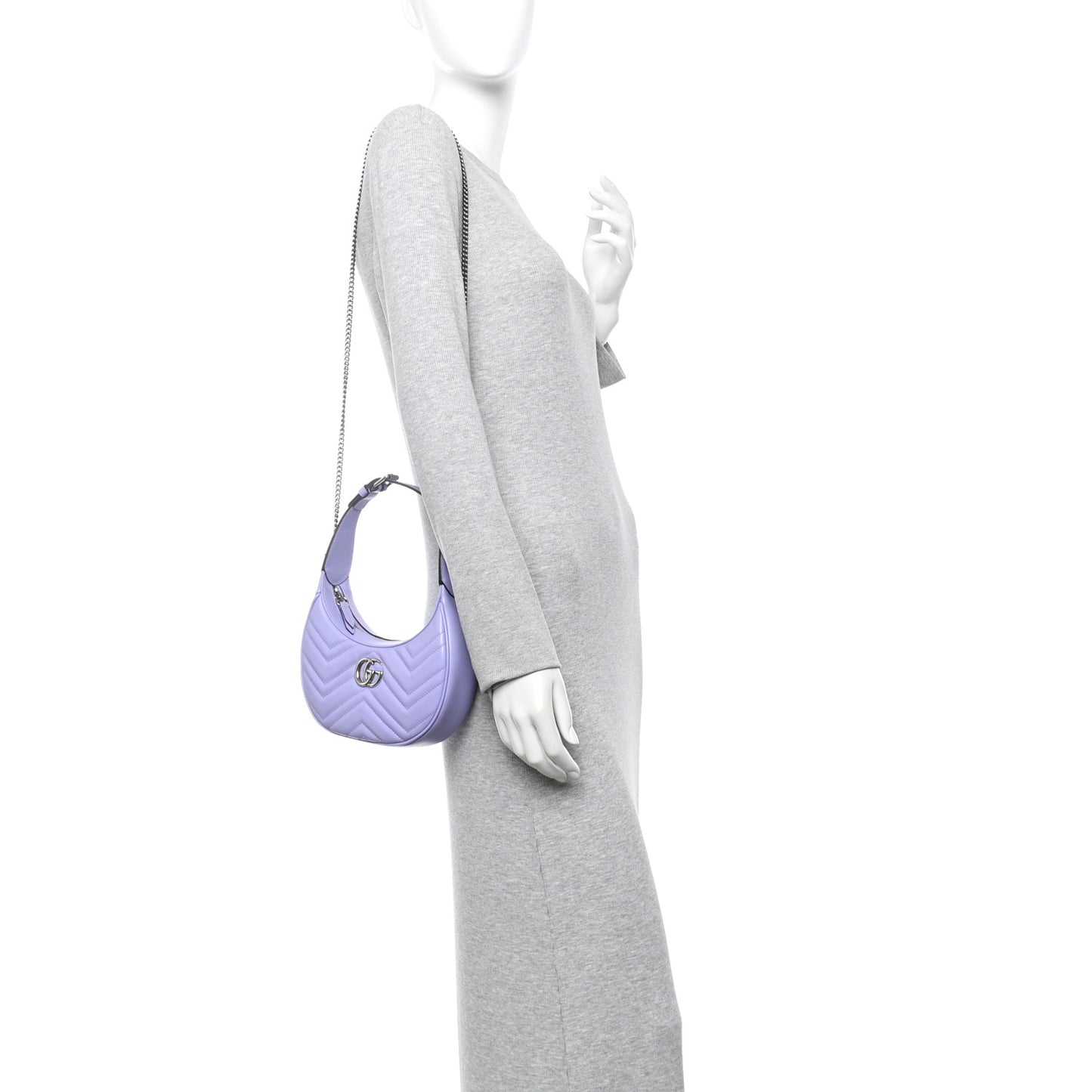 Calfskin Matelasse Mini GG Marmont Half Moon Hobo Lapis
