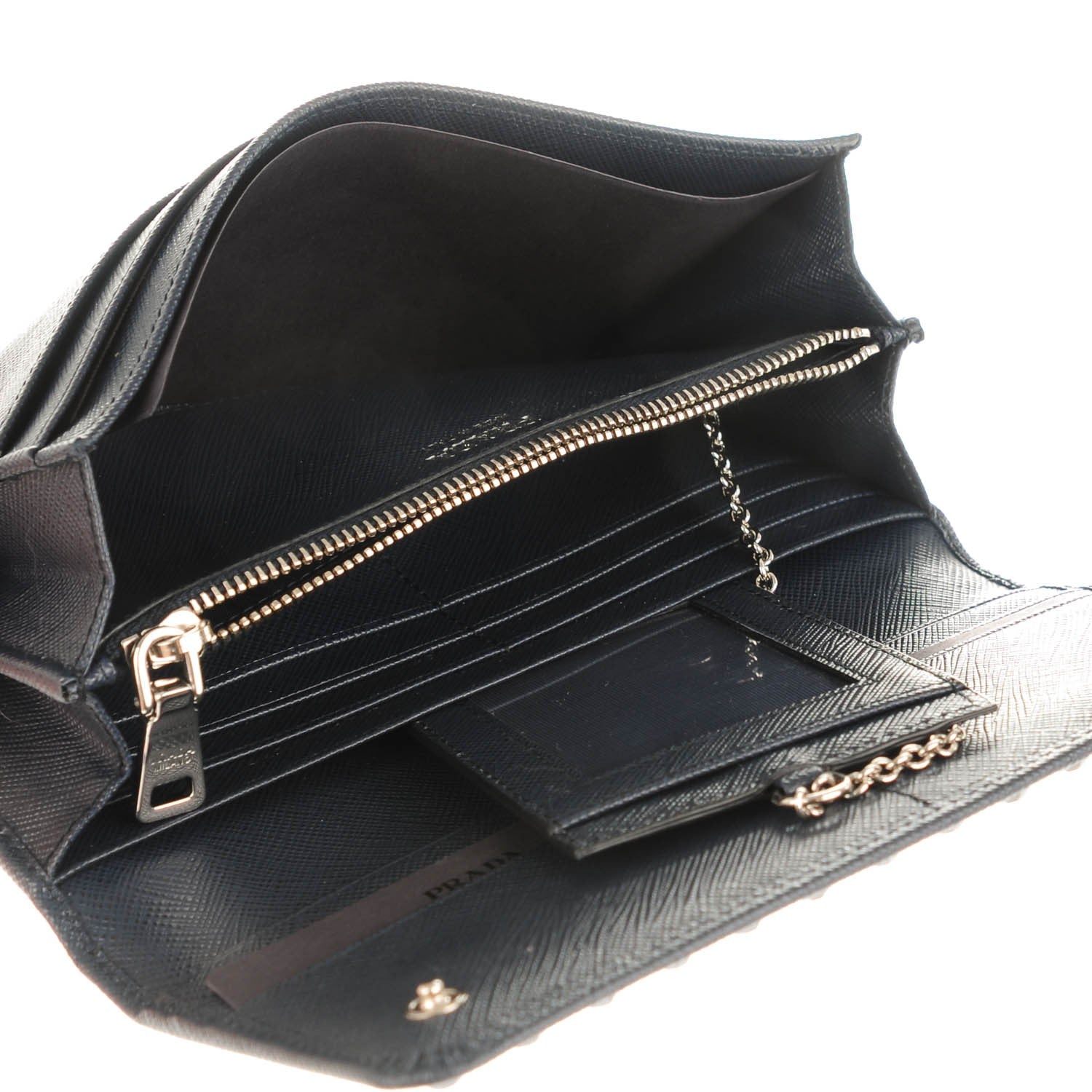 Prada Saffiano Crystal Studded Continental Flap Travel Wallet Baltico 5 of 7