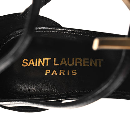 Saint Laurent Calfskin Cassandra Palm Logo 110 Ankle Strap Sandals 39 Black 8 of 9