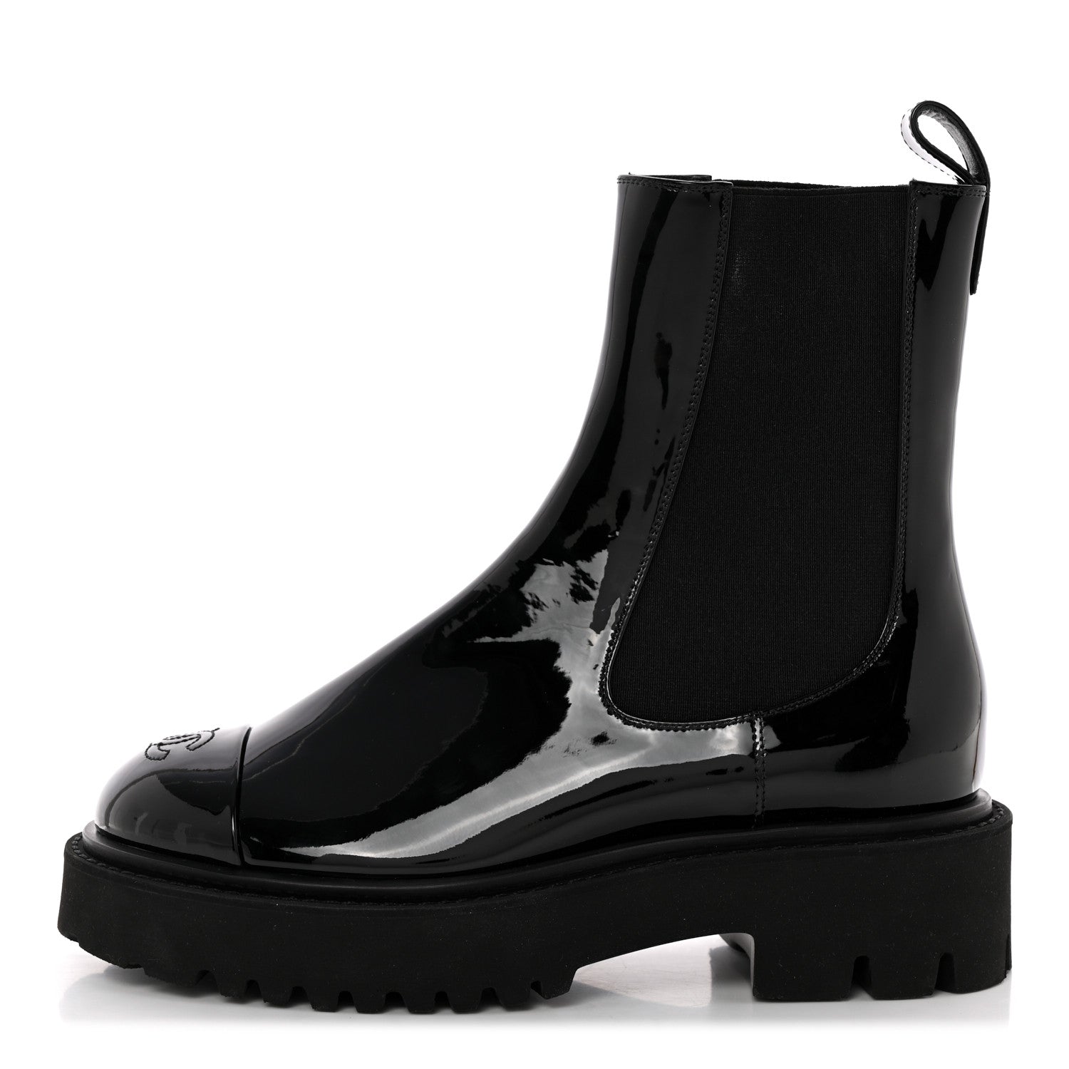 Chanel Patent Cap Toe Short Boots 37 Black 1 of 14