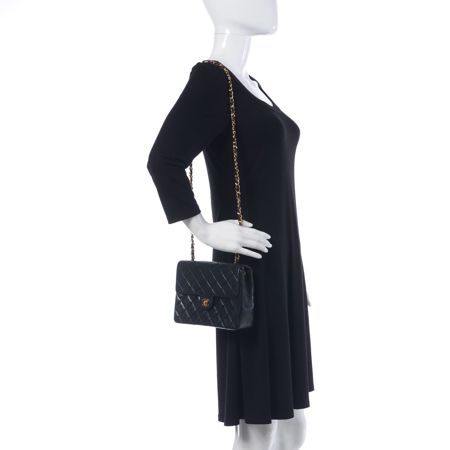 Lambskin Quilted Mini Square Flap Black