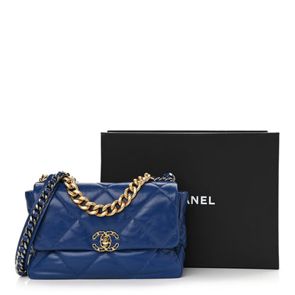 Chanel Goatskin Quilted Large Chanel 19 Flap Dark Blue 11 of 11