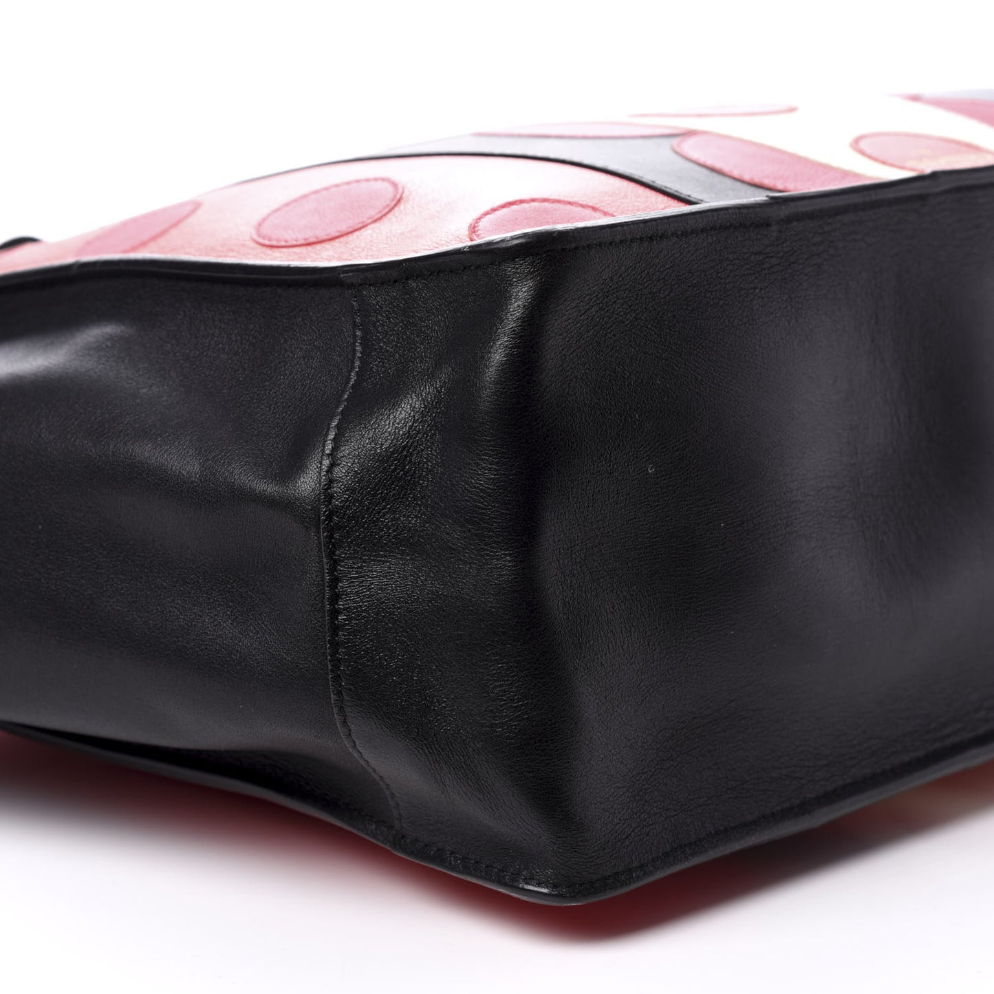 Calfskin Carmen Medium Tote Black Deep Rose