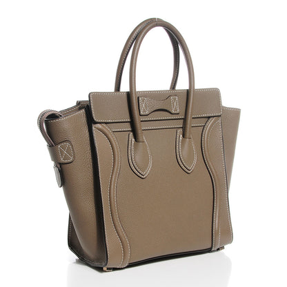 Celine Drummed Calfskin Micro Luggage Souris 3 of 8