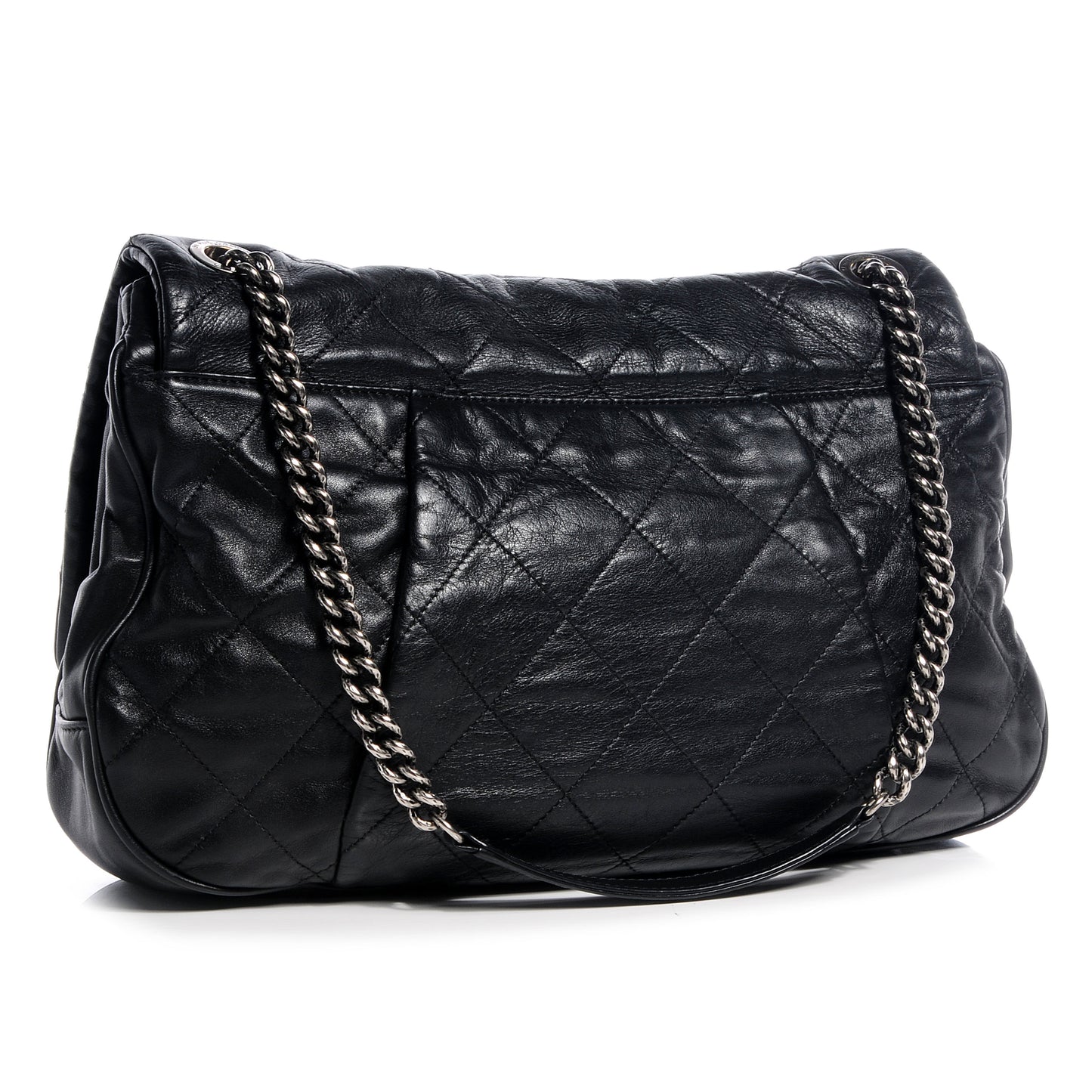 Calfskin Coco Pleats Flap Black