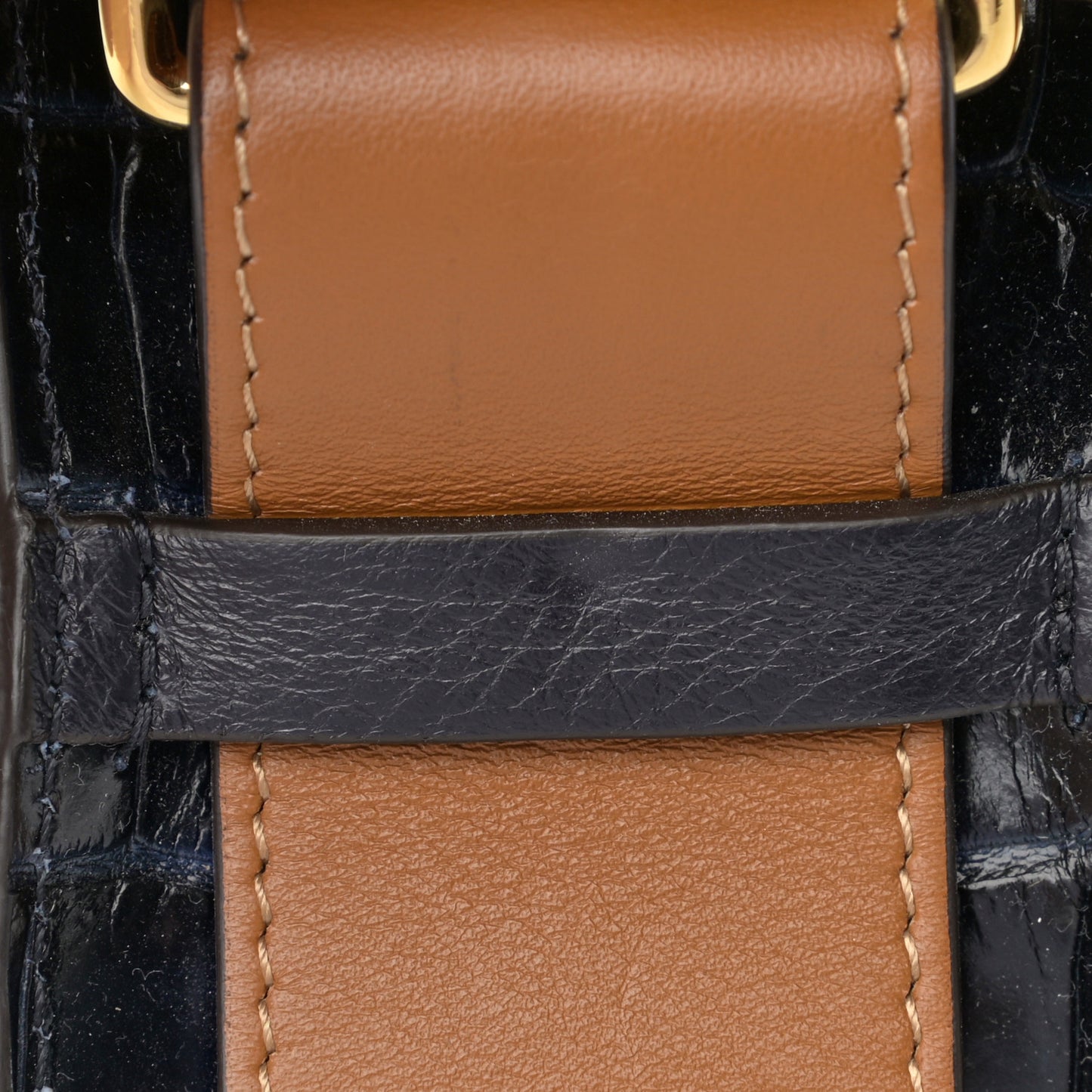Calfskin Crocodile Embossed Small Tess Bag Full Blue