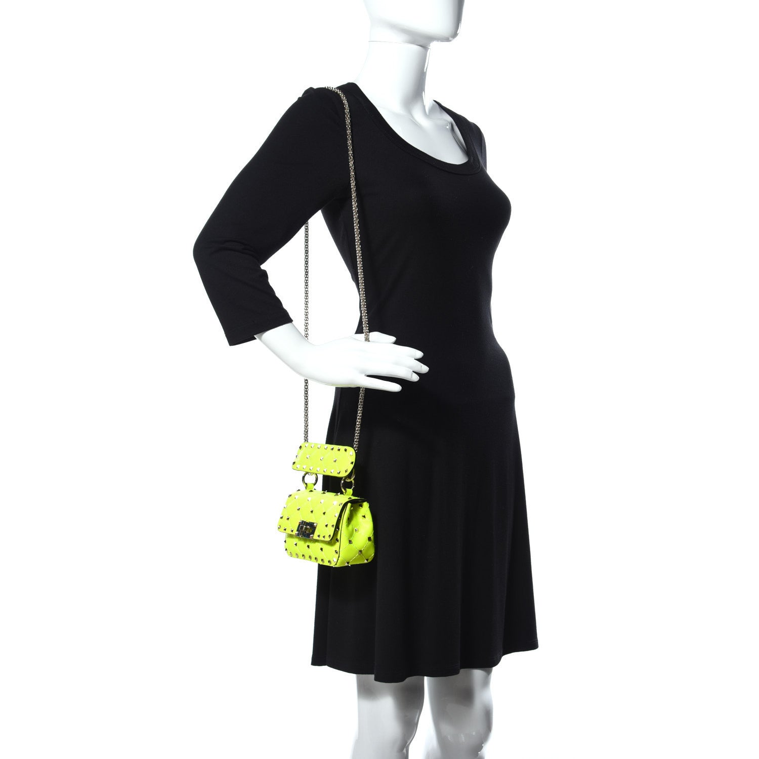 Valentino Garavani Calfskin Micro Rockstud Spike Shoulder Bag Lime 2 of 11
