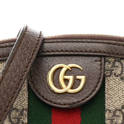 Gucci GG Supreme Monogram Textured Dollar Calfskin Web Small Ophidia Dome Shoulder Bag Beige Ebony New Acero 8 of 14