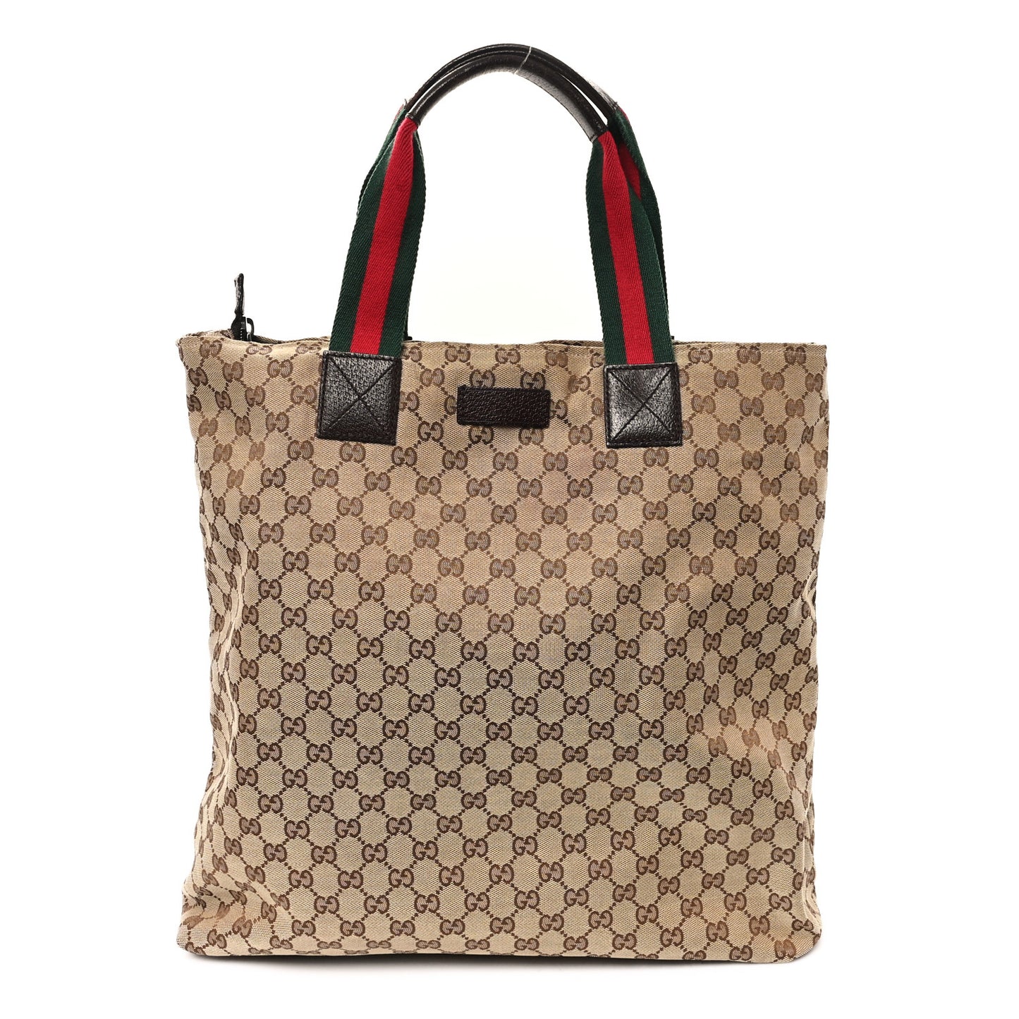 GG Monogram Large Web Handle Vertical Tote Dark Brown