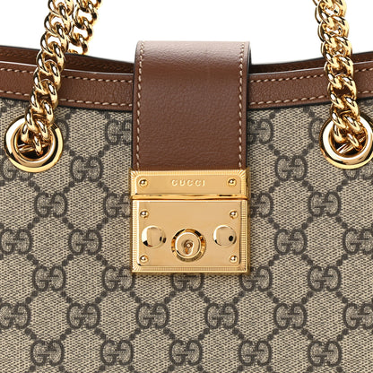 Gucci GG Supreme Monogram Calfskin Small Padlock Tote Beige Ebony Tuscany 8 of 10