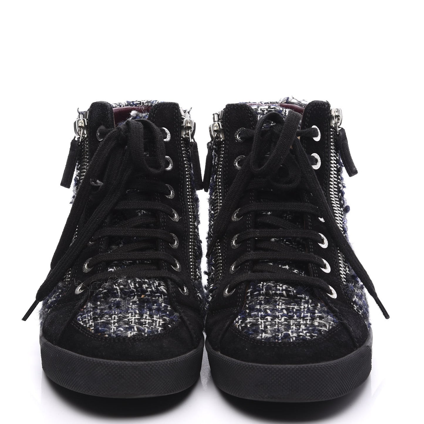 Tweed Suede High Top Sneakers 36.5 Dark Grey