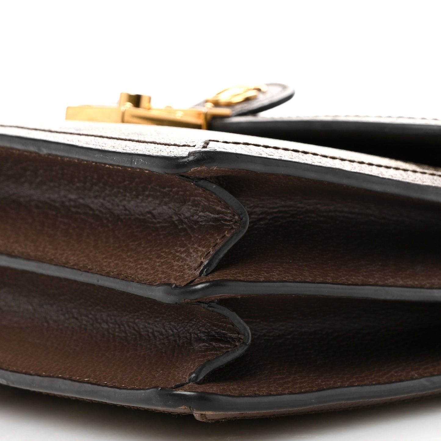 GG Supreme Monogram Textured Dollar Calfskin Web Small Ophidia Padlock Top Handle Bag Beige Ebony New Acero