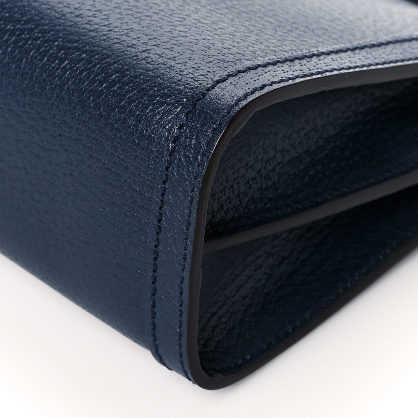 Textured Calfskin Web Small Ophidia Chain Shoulder Bag Blue Agata