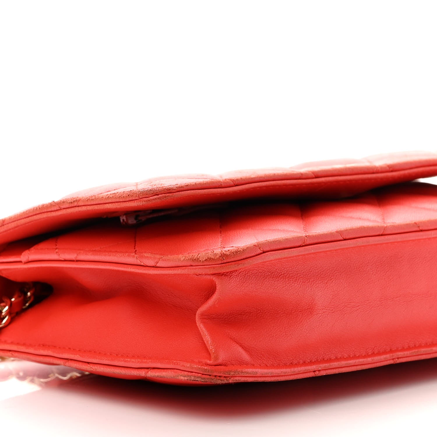 Chanel Lambskin Quilted Wallet On Chain WOC Red 10 of 17
