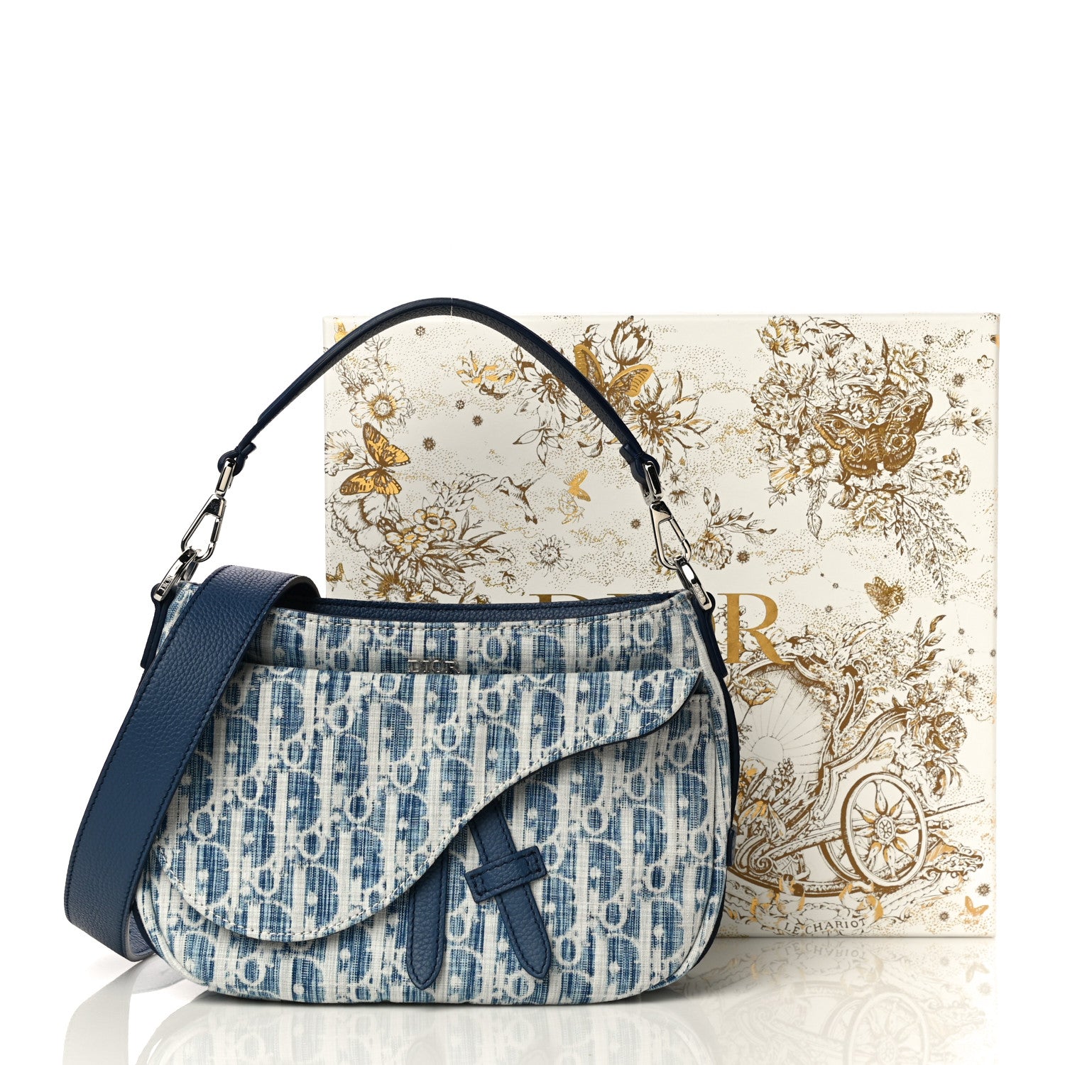 Christian Dior Denim Oblique Soft Saddle Bag Blue 10 of 10