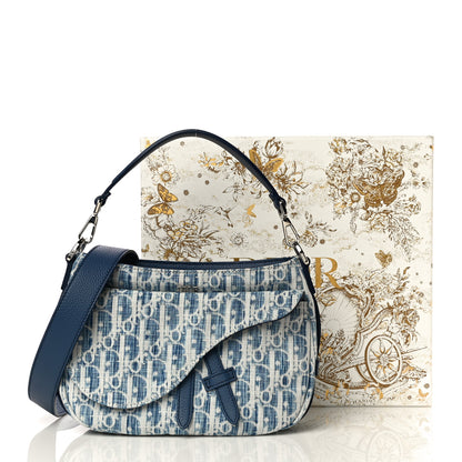 Christian Dior Denim Oblique Soft Saddle Bag Blue 10 of 10