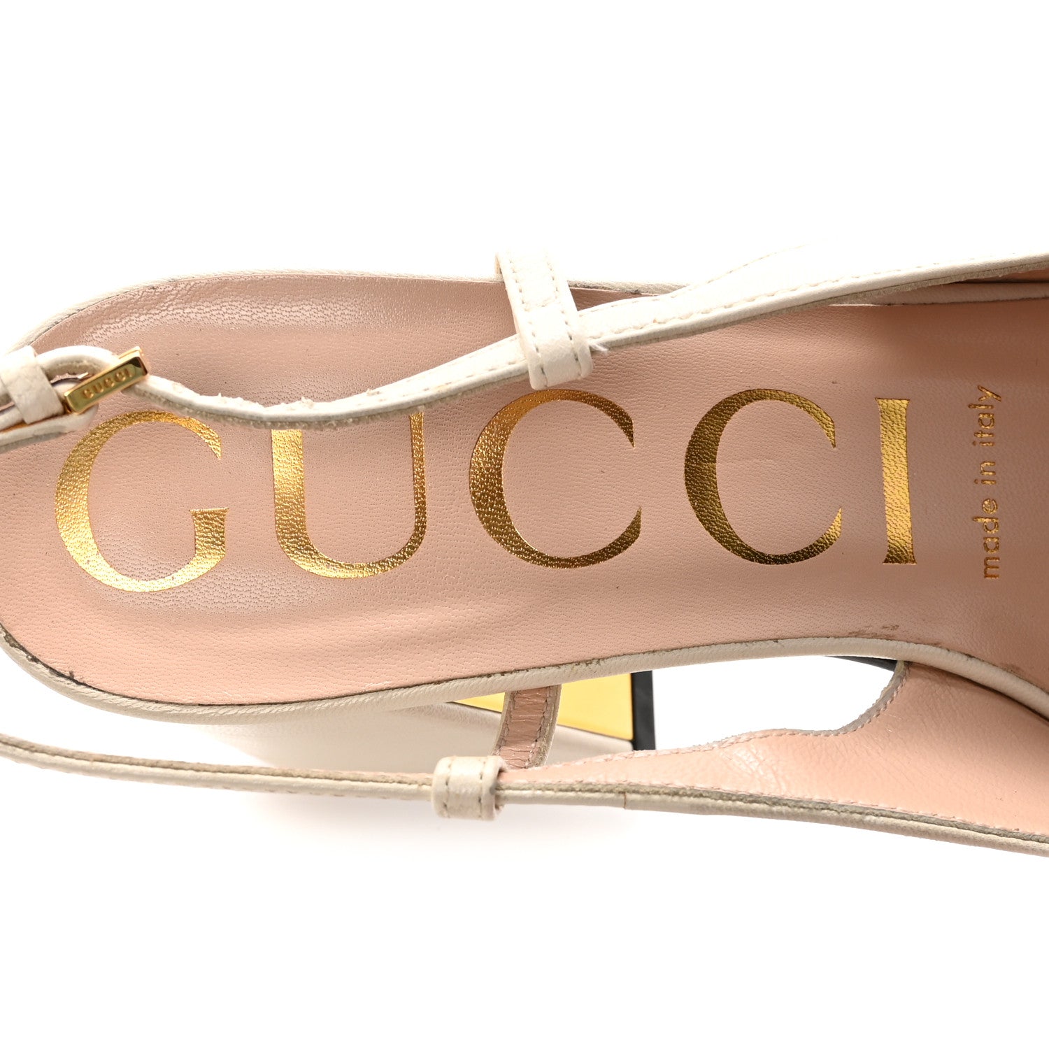 Gucci Malaga Kid Horsebit 75mm Slingback Pumps 36.5 Mystic White 8 of 8