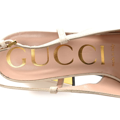 Gucci Malaga Kid Horsebit 75mm Slingback Pumps 36.5 Mystic White 8 of 8