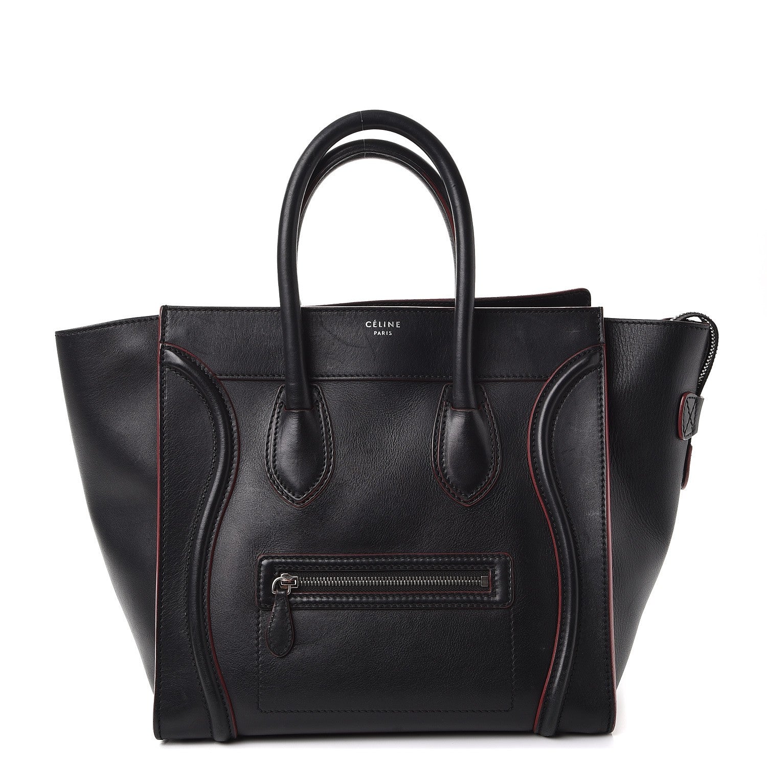 Celine Smooth Calfskin Mini Luggage Black Pink Trim 1 of 27