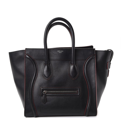 Celine Smooth Calfskin Mini Luggage Black Pink Trim 1 of 27