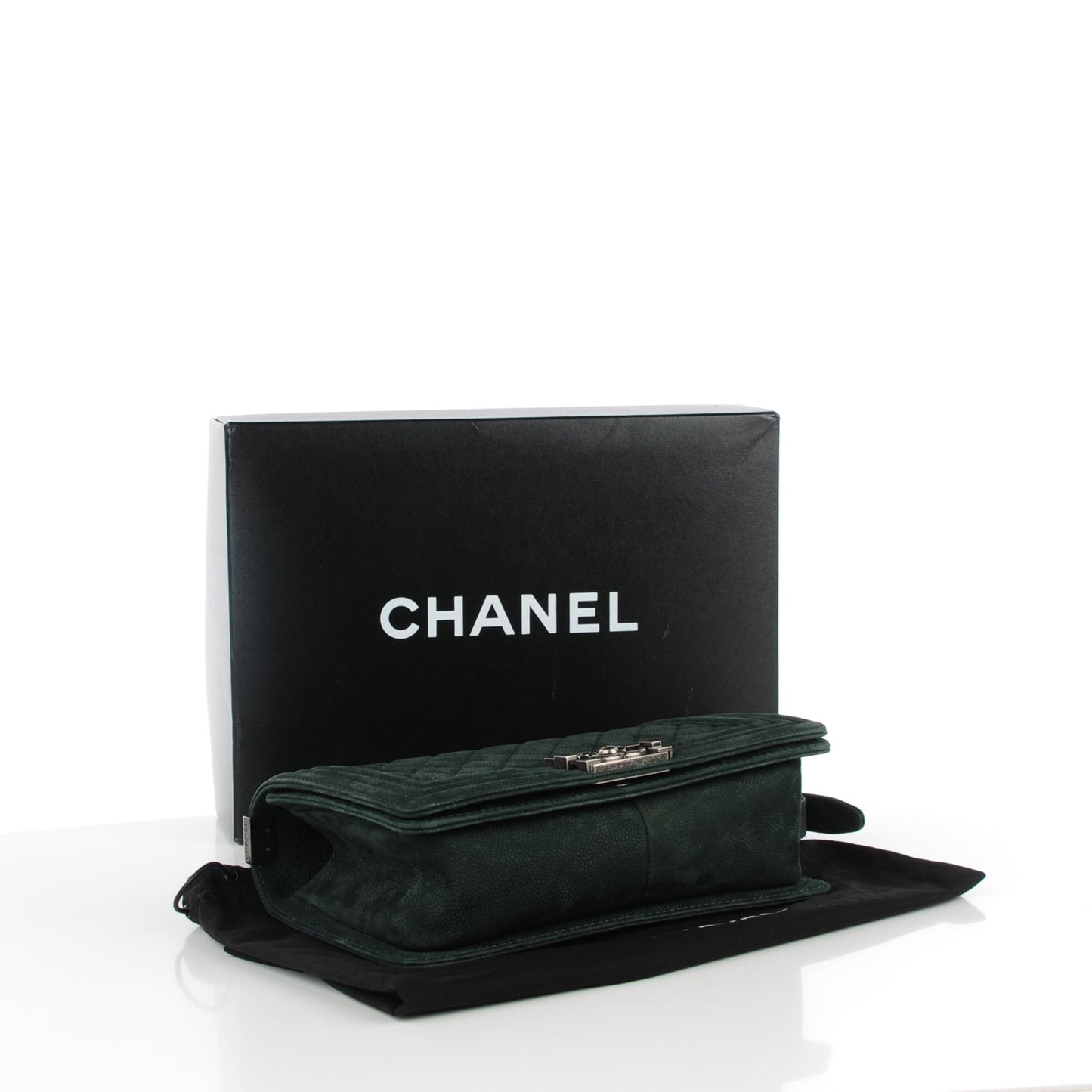 Iridescent Caviar Quilted Medium Boy Flap Dark Green