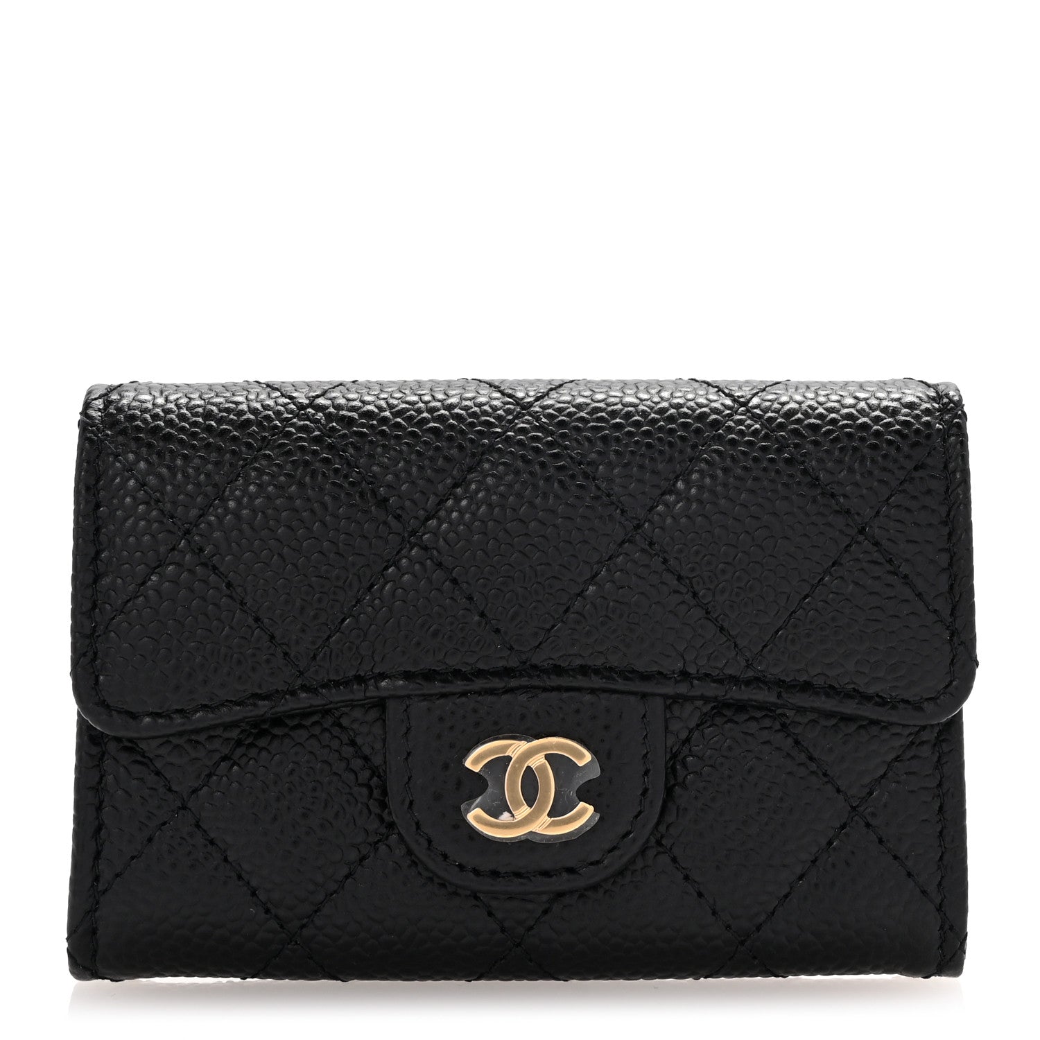 Chanel Caviar Quilted Flap Card Holder Wallet Black 1 of 9