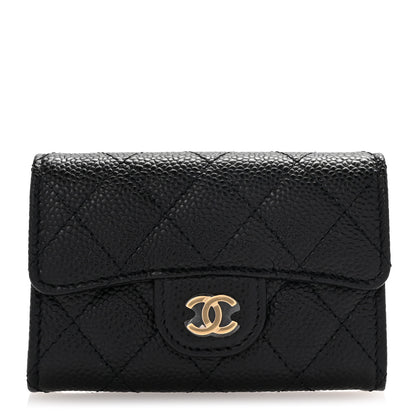 Chanel Caviar Quilted Flap Card Holder Wallet Black 1 of 9