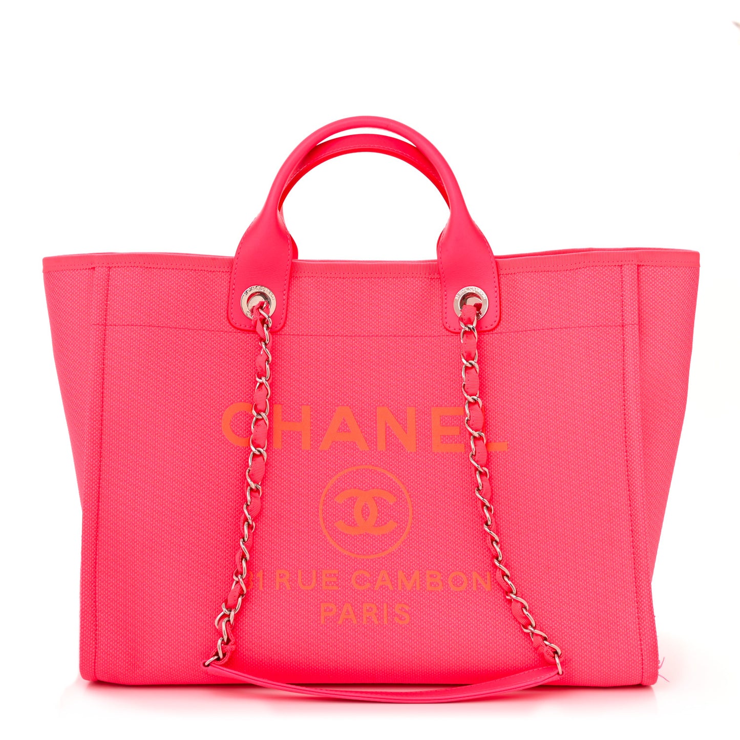 Mixed Fibers Calfskin Medium Deauville Tote Pink Orange