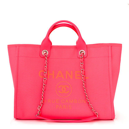 Chanel Mixed Fibers Calfskin Medium Deauville Tote Pink Orange 3 of 16
