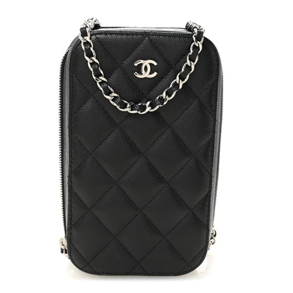 Chanel Caviar Quilted Phone Holder Wallet On Chain WOC Black 1 of 10