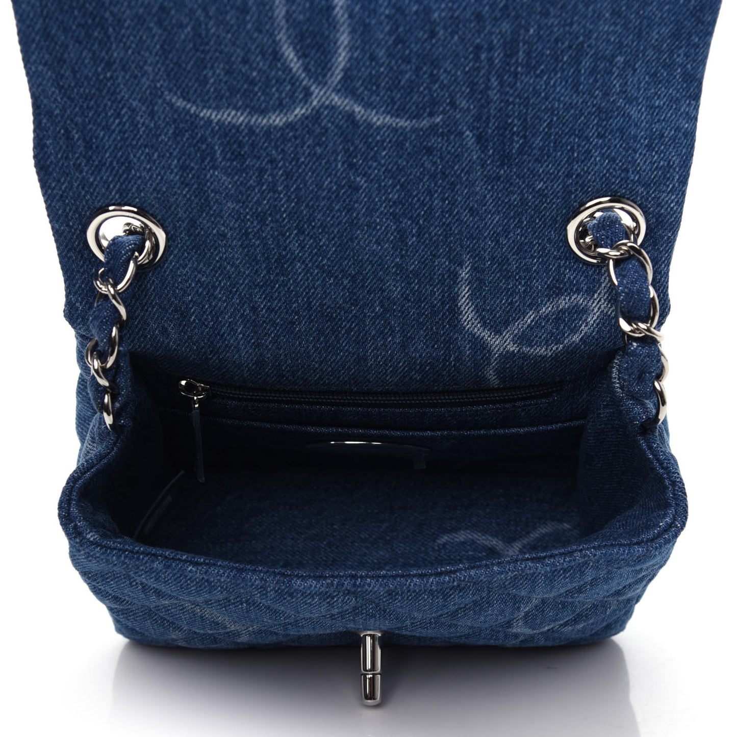 Denim CC Quilted Mini Square Flap Blue