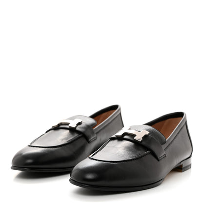 Hermes Goatskin Womens Paris Loafers 39 Black 3 of 8