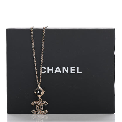 Chanel Chain CC Drop Necklace Gold Pearly White Black 5 of 5