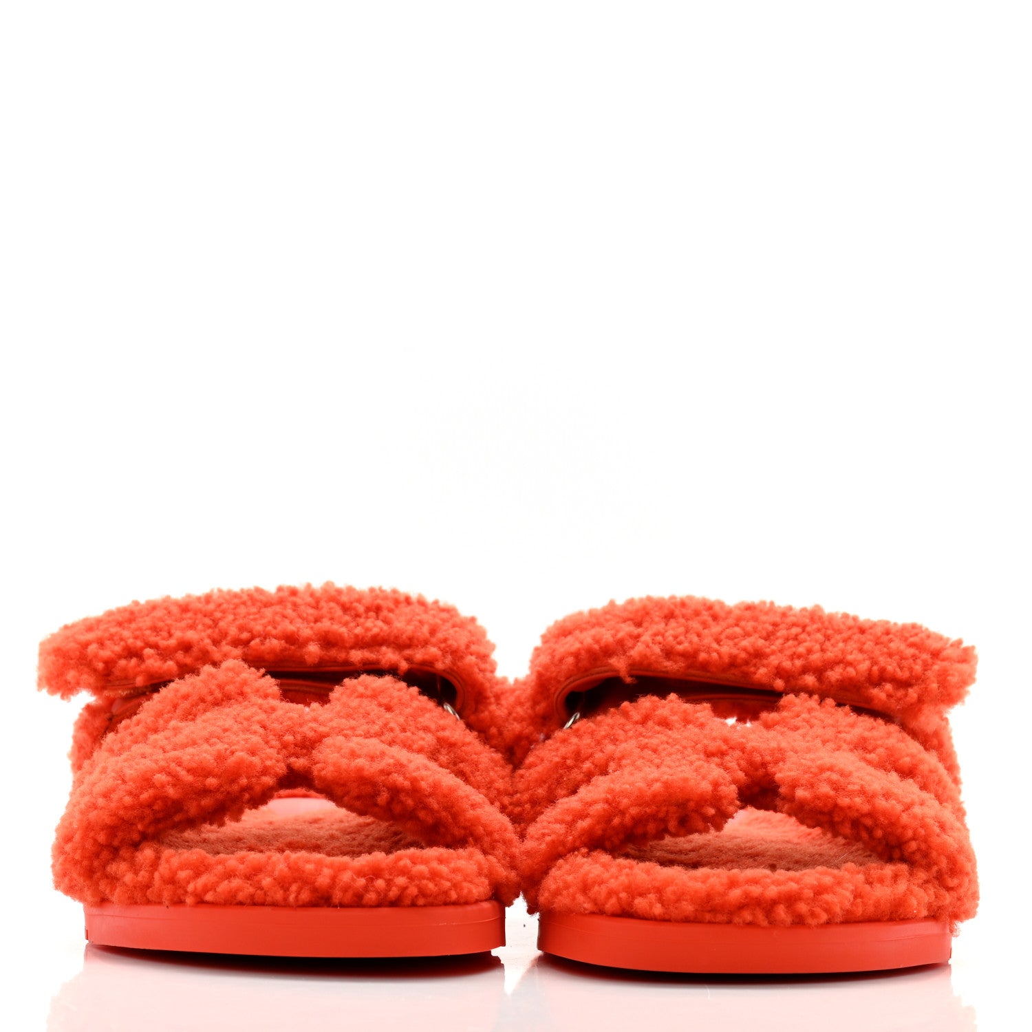 Hermes Woolskin Womens Chypre Sandals 37 Orange 2 of 8